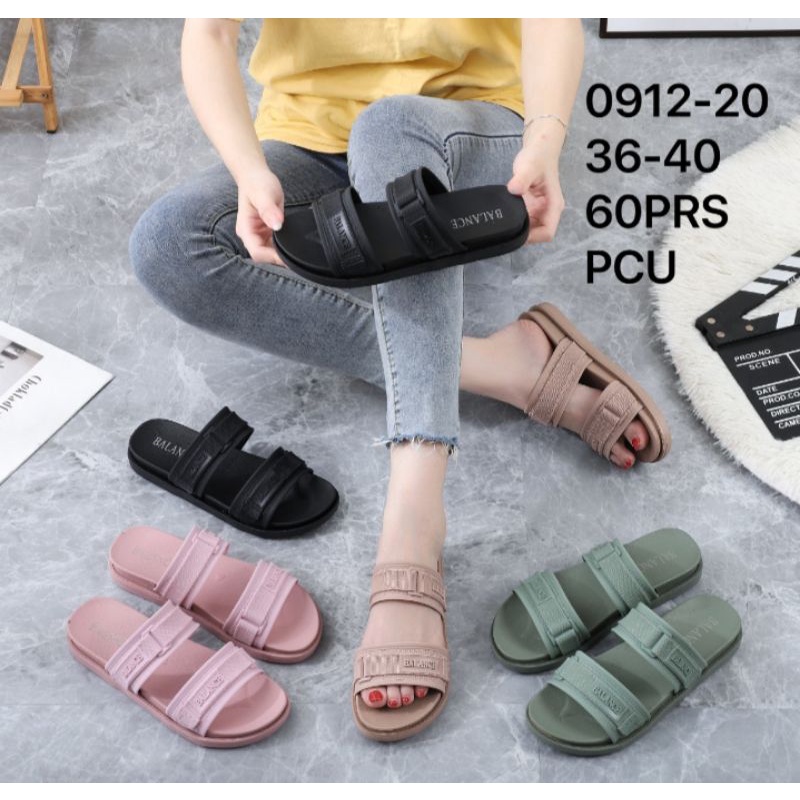 Sandal Slop Jelly Wanita Karet Import Model Gesper Balance 0912 Ban 2