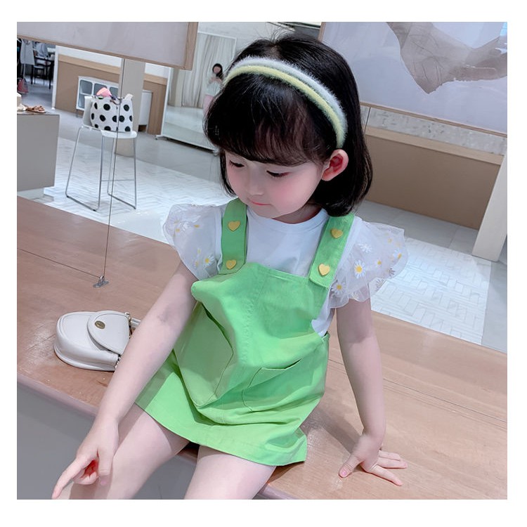 Dress Anak Perempuan overall rok+dalaman kaos lengan pendek dress bayi cewek lucu style import-8