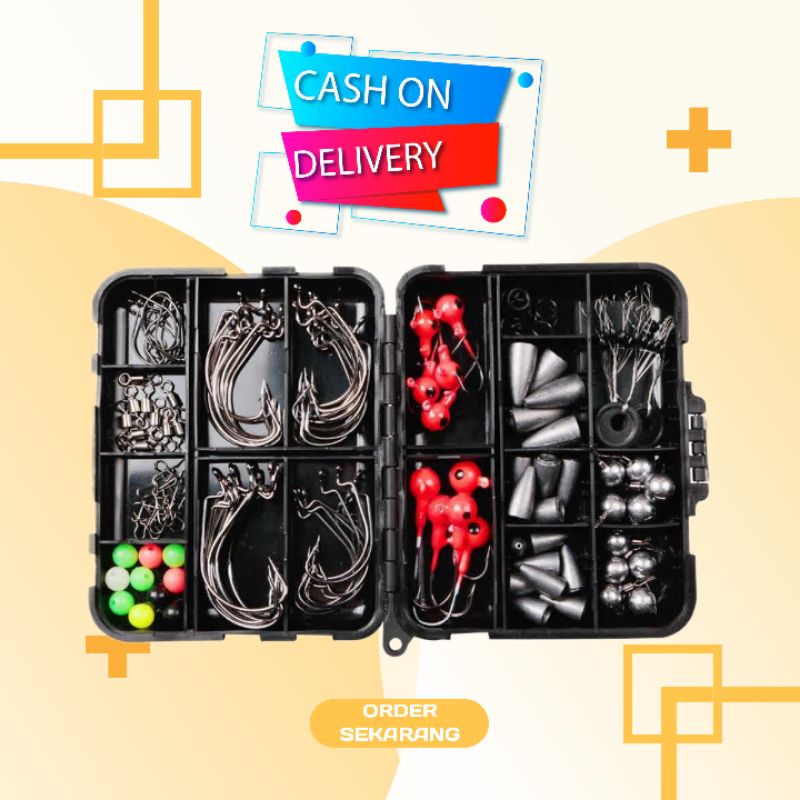set peralatan pancing ikan mata kail besar  Fishing Hook Tackle Box Set 148 PCS - JY07