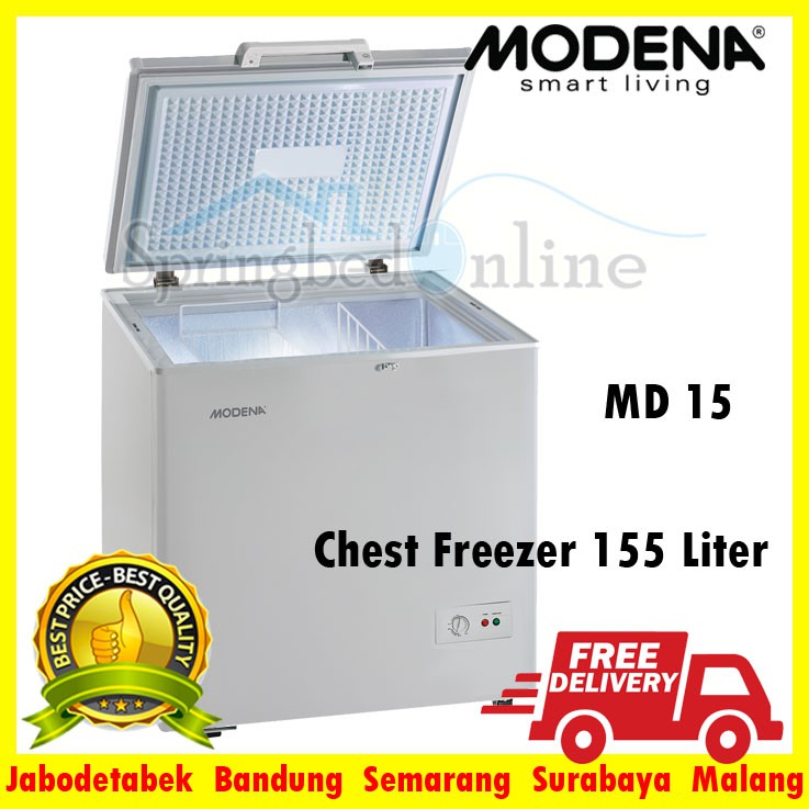 Md 15 Chest Freezer / Kulkas Daging / Kulkas Ikan Modena 155 Liter Harga Pabrik