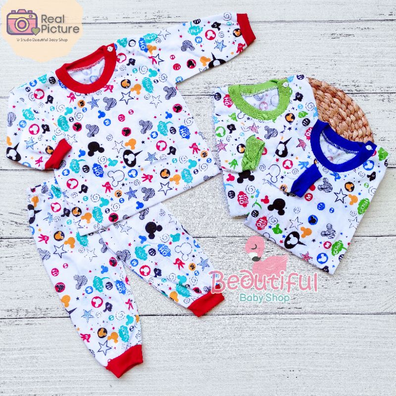 Setelan Bayi Panjang Motif Mickey / Setelan Piyama Bayi / Baju Bayi Panjang / Baju Tidur Bayi / Baby.ou_