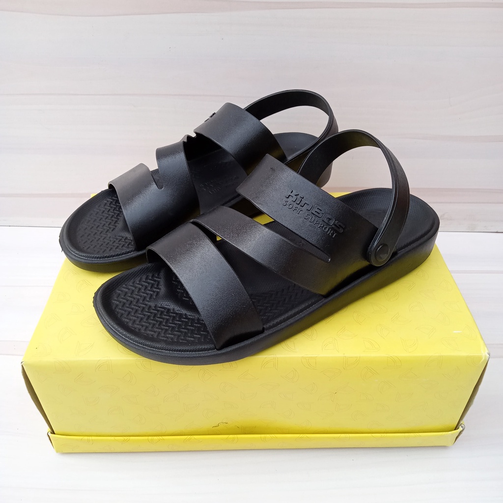 sepatu sandal karet pria tali belakang merek kinbos asli original lentur awet tahan lama sandal kinb