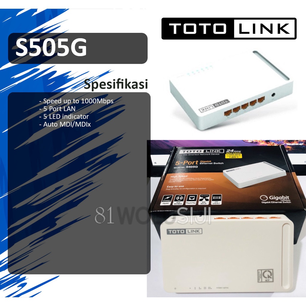 Desktop Switch/Hub Totolink S505 10/100/1000Mbps 5 port