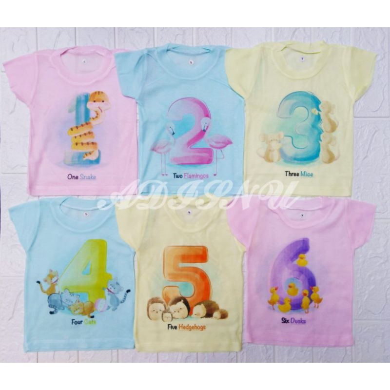 Kaos [OBLONG] Bayi Harian Stali  [WARNA]  Motif Angka &amp; Huruf