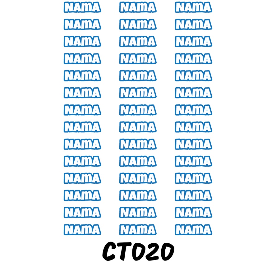 

Sticker Nama Cutting Label Waterproof Tahan Air Text 20 (CT020)