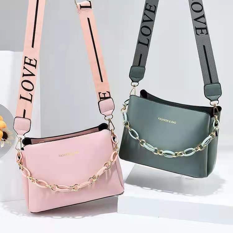 BJ65617 - GRAY/GREEN/KHAKI/PINK/WHITE - TAS SLEMPANG IMPORT MODEL CHAIN TALI RANTAI BESI TAS WANITA FASHION IMPORT MODIS ELEGAN TERMURAH TERLARIS TERBARU BAGSTORE JAKARTA TAS BATAM ZCJ5617