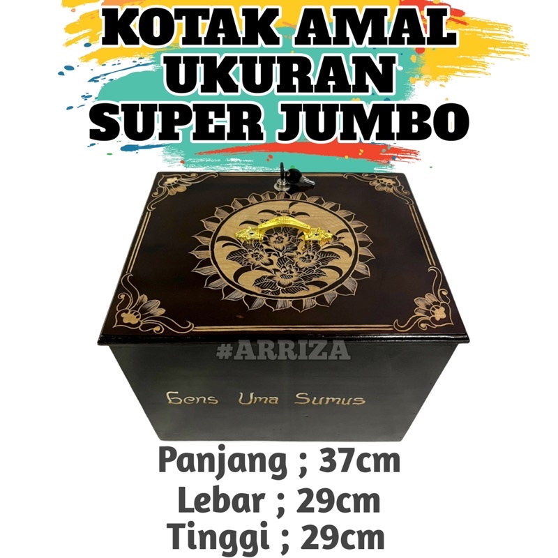 Kotak Amal Kayu Jati Ukuran Besar Jumbo Panjang 37cm x Lebar 29cm x Tinggi 29cm