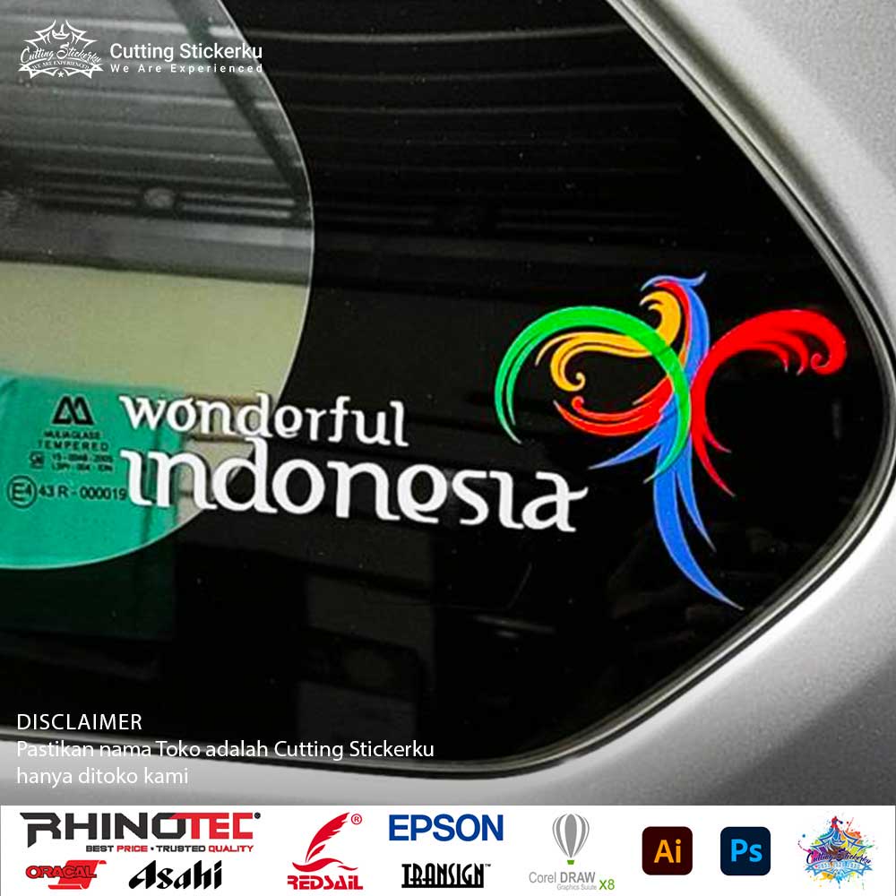 Cutting Stiker Wonderful Indonesia Variasi Motor Mobil Sticker Timbul Keren Nyala Dasbor Spakbor Visor Body Kaca Helm Laptop Hologram Reflective Tahan Air Bodi Samping Nama Jepang Scoopy Vario Beat NMAX PCX Vespa Aesthetic Pickup Anime Windshield