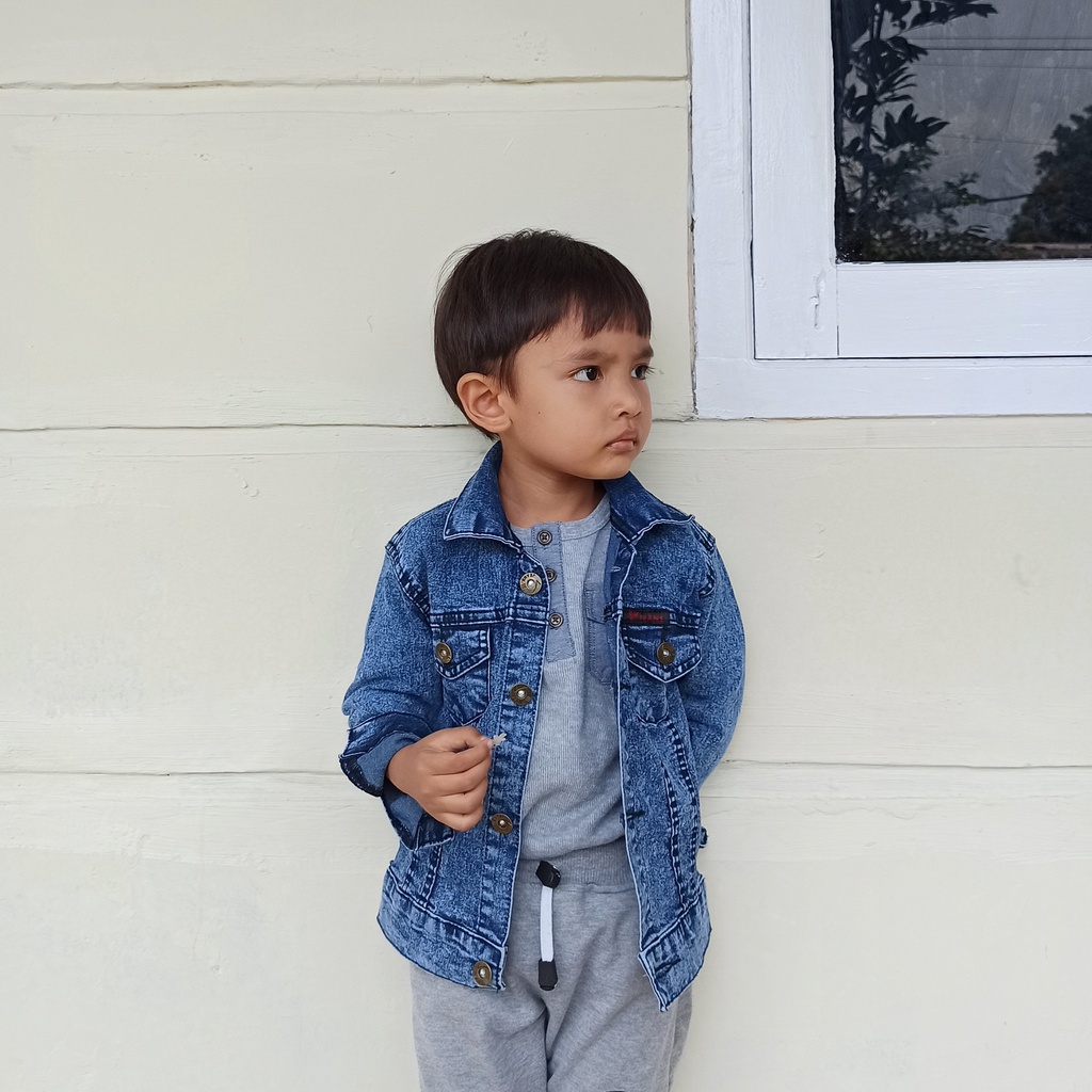 CARVA ORIGINAL JAKET JEANS ANAK LAKI LAKI PEREMPUAN ORIGINAL DENIM STRECHT SENDWASH SPOTBLUE  REALPICT