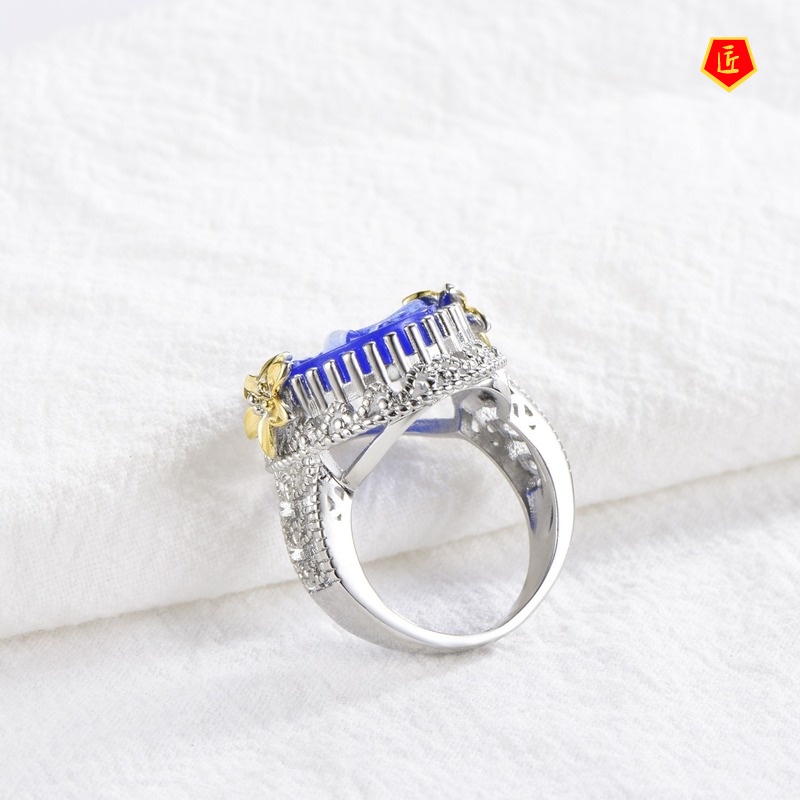 [Ready Stock]Peace Dove Golden Flower Ring Creative Personality