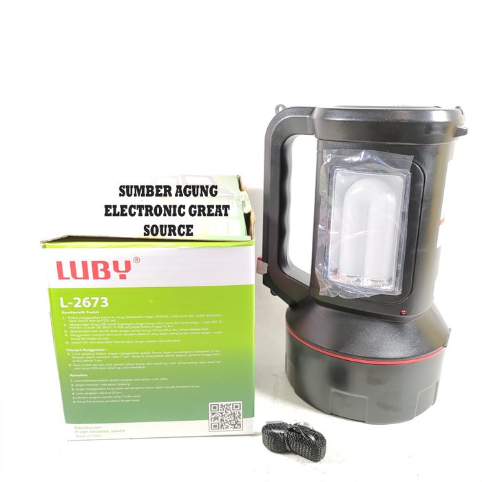 Senter Luby L2673 Jumbo 10W Lampu Meja SOS 3000mAh 2673 10 Watt