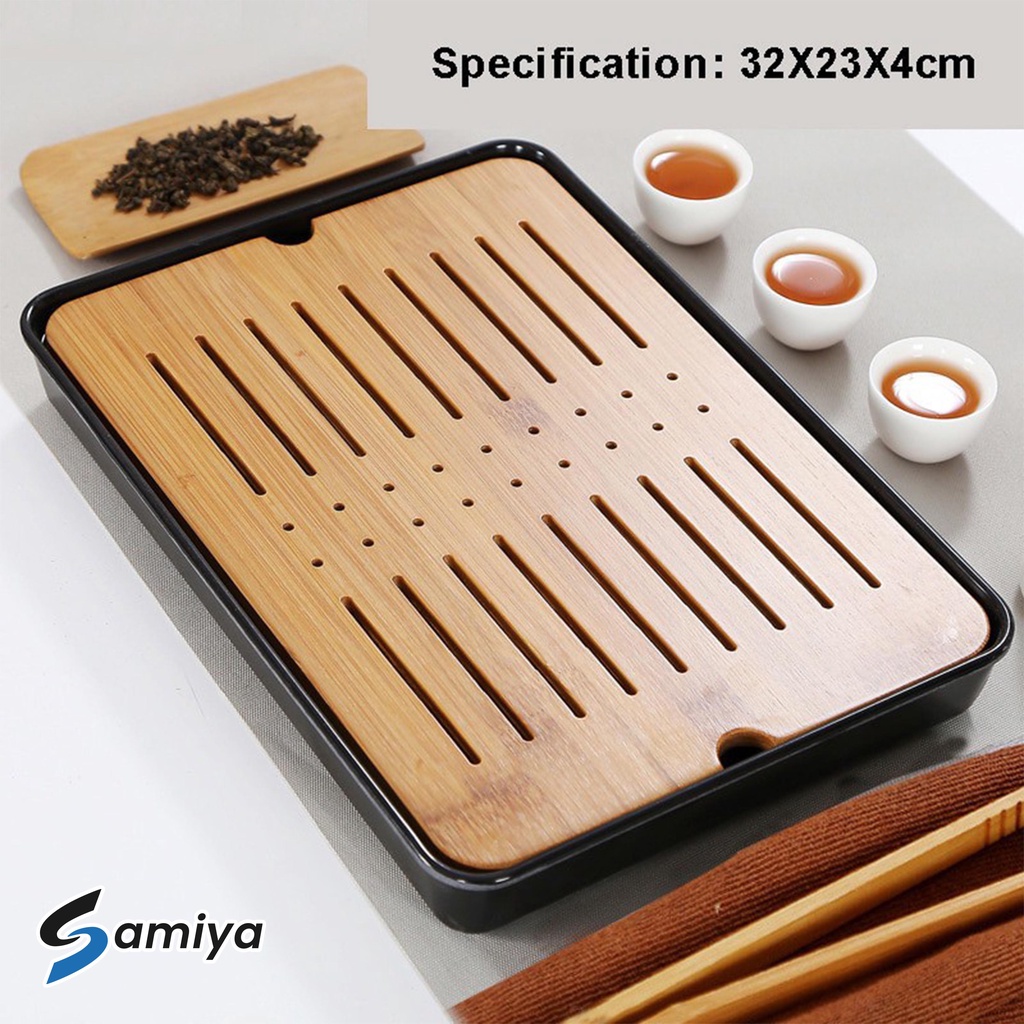 nampan dudukan teko cangkir teh / bamboo tray teapot / tea pot table board coaster / tatakan teh