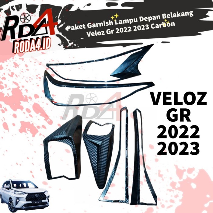 Paket Garnish Avanza Veloz GR 2022 Cover Lampu Depan Belakang Carbon