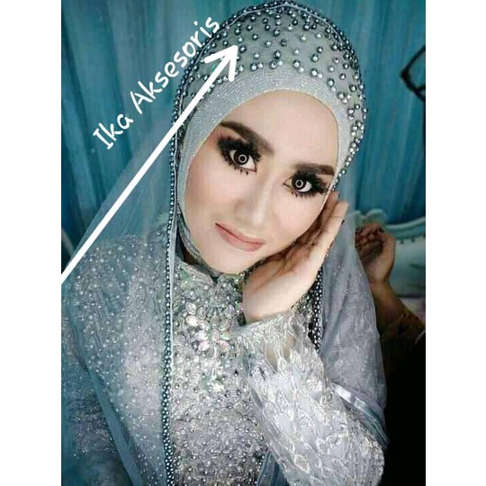 (Terbaru) Hedpiece Tille Mutiara/ Aksesoris Pengantin/ Aksesoris Hijab