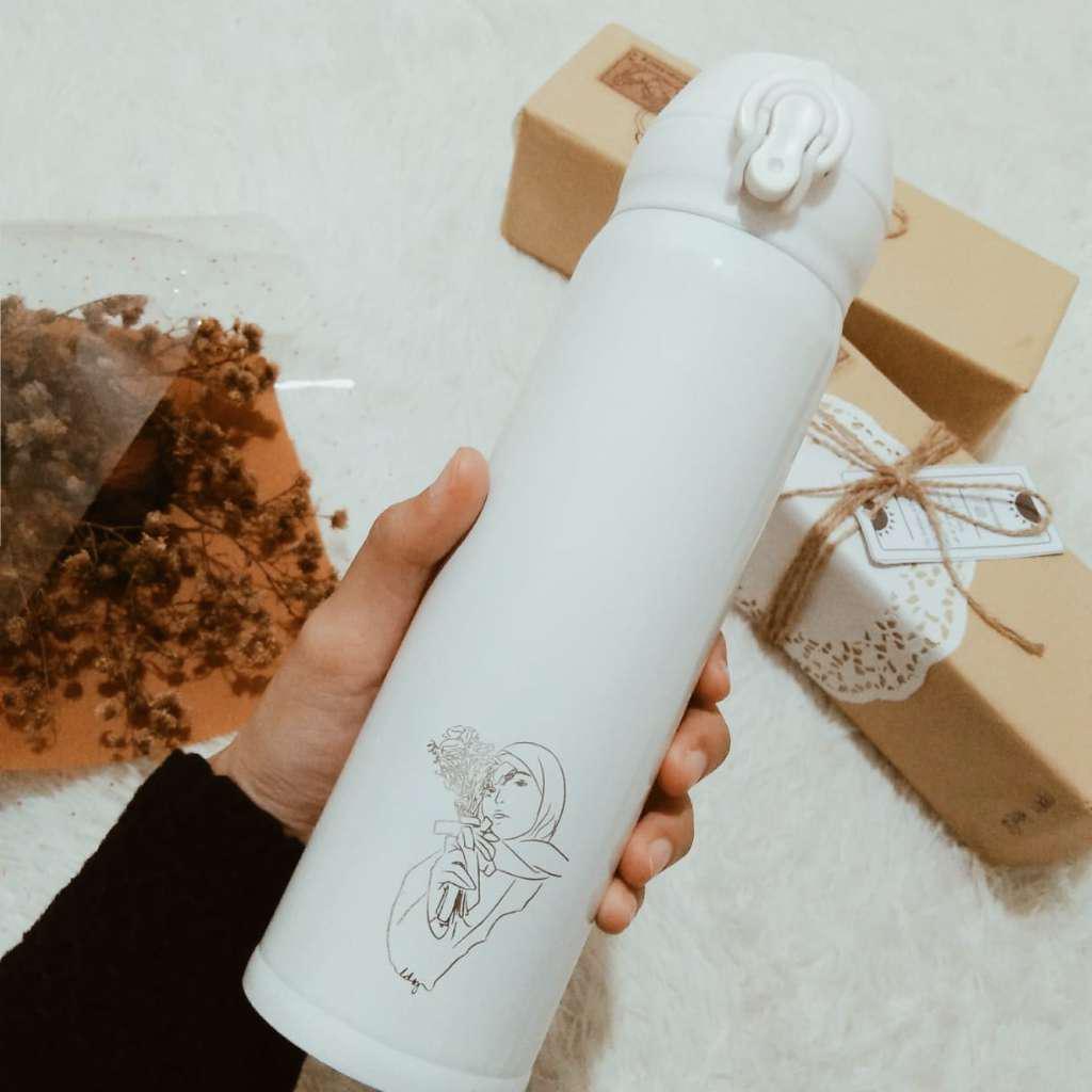 Custom Botol/termos Tumbler Ilustrasi Wajah (simple Lineart) Untuk Hadiah Ultah/anniv/wisuda/nikah