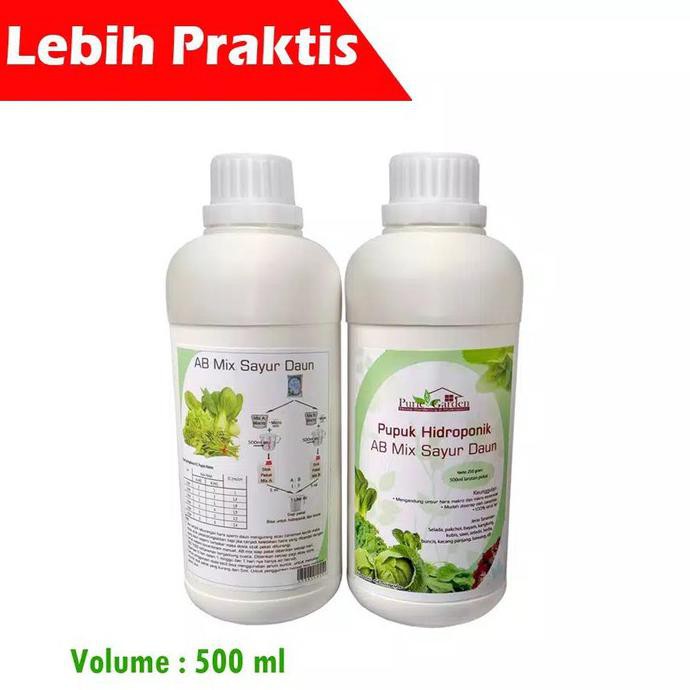 Nutrisi Hidroponik AB Mix Sayuran Daun 1/2 liter Botol