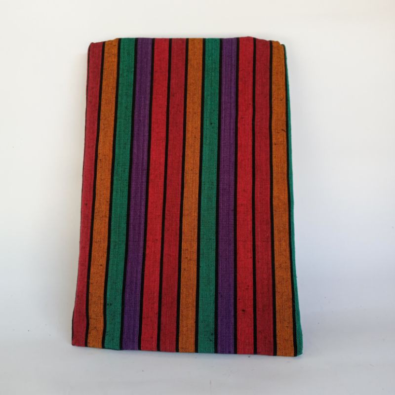 

Lurik Motif Pelangi warna warni berbagai tipe blok garis.