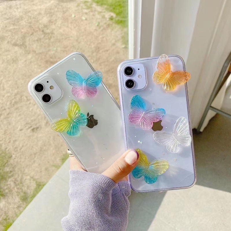 Butterfly 3D Case Iphone Oppo Vivo Xiaomi Samsung Huawei Realme A95 A32 A33 V23e V21 A53 2020 Redmi Note 4 5 6 7 8 9 10 Pro Reno 2f 5f