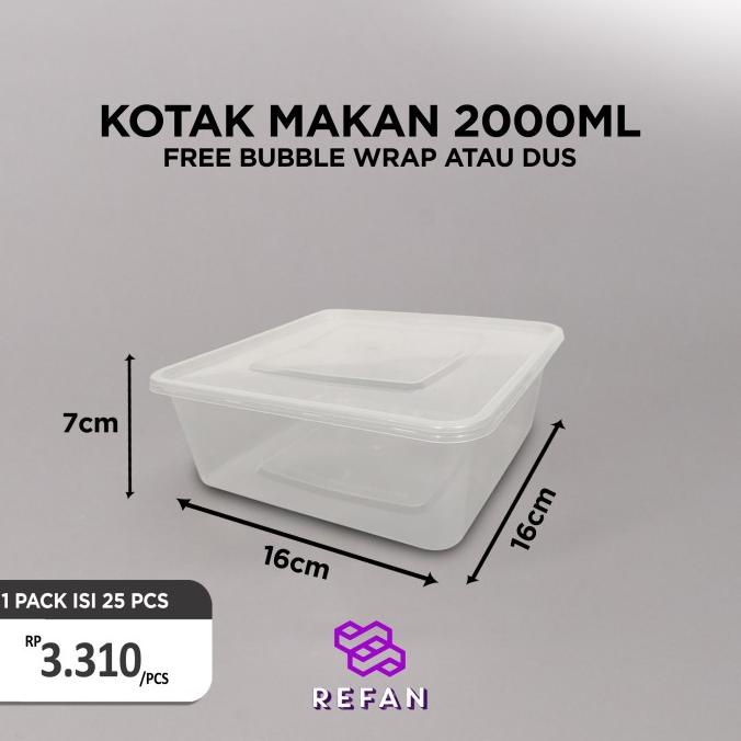 THINWALL 2000 ML SQUARE / FOOD CONTAINER PLASTIK