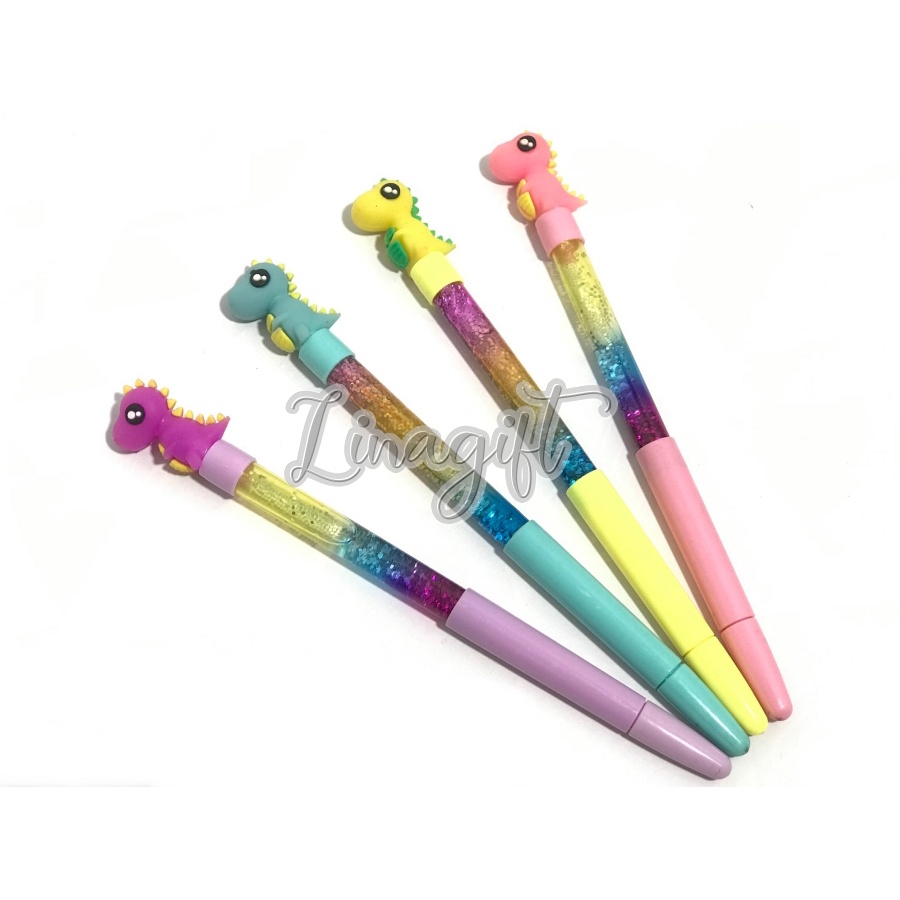 ( Ecer 1 Pc ) PEN GEL GLITTER AIR - PENA KARAKTER ANAK / PULPEN WAND SOUVENIR GLITER - UNICORN FLAMINGO TAYO LOL SQUIN SEQUIN