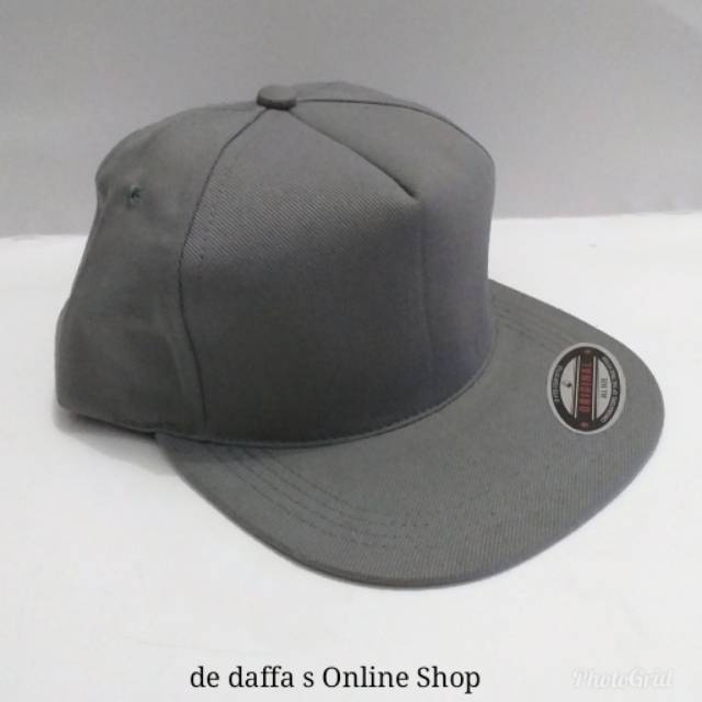 Topi Snapback Polos Dewasa Full Grey Abu Bahan Rapel Distro Berkualitas - Grey Abu