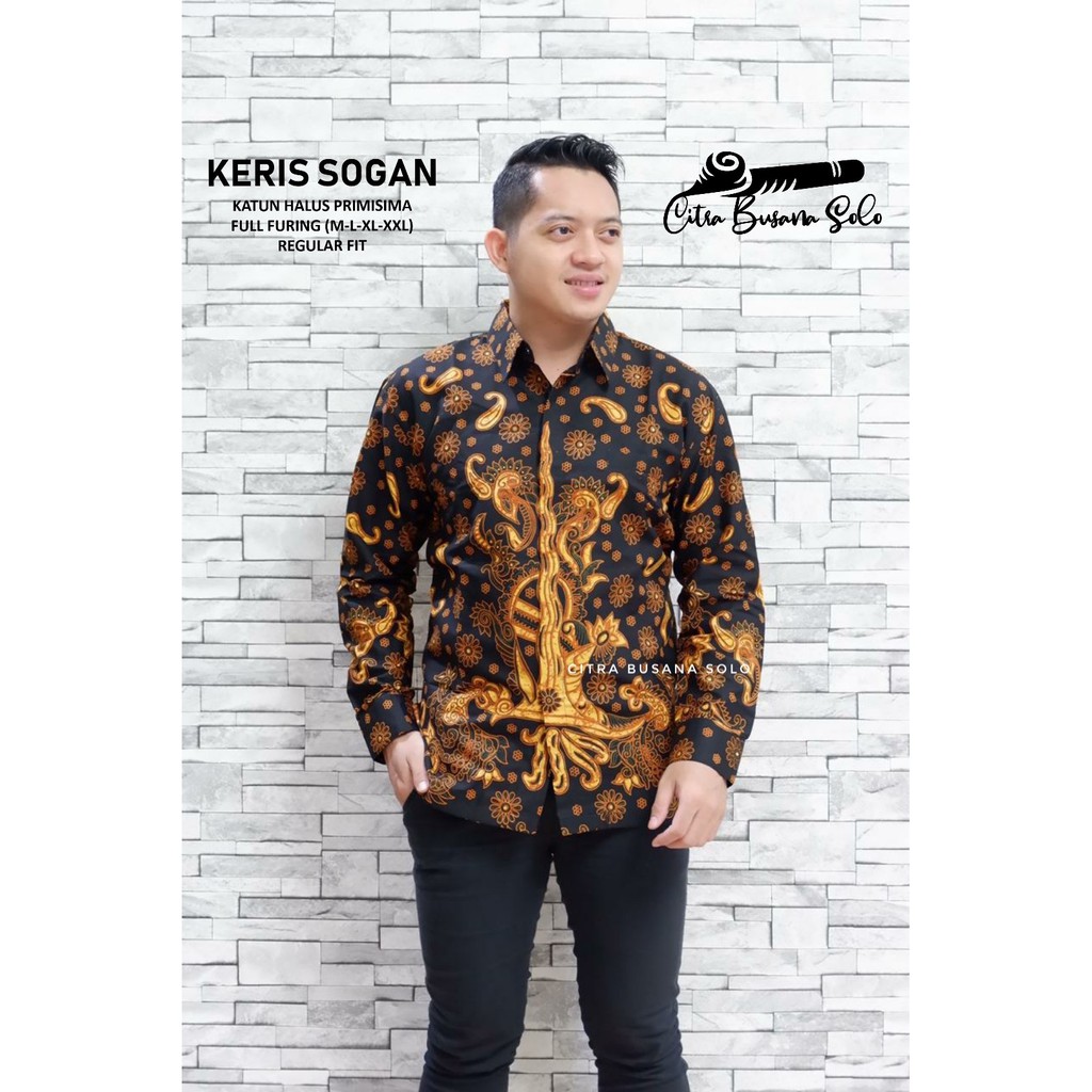 KERIS SOGAN Batik Pria Full Furing Bahan Katun Primisima