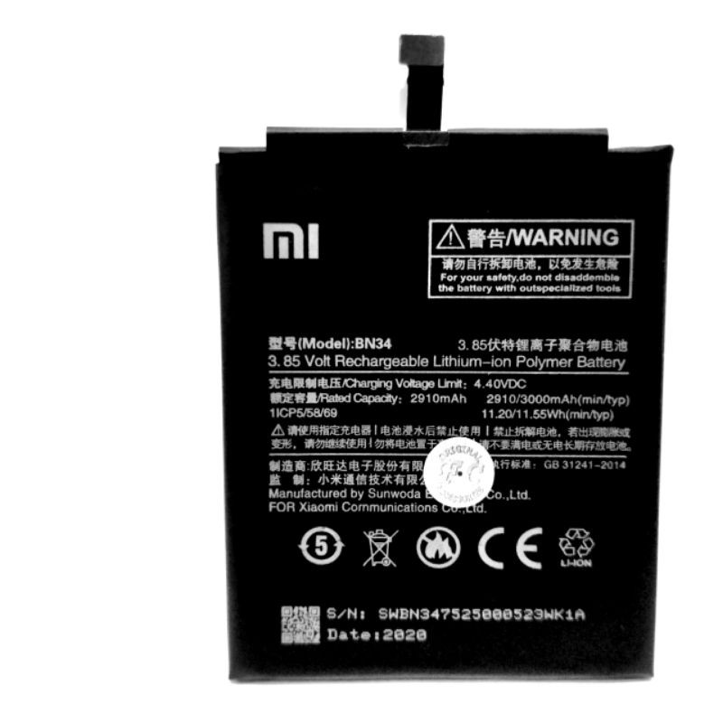 BATERAI BATRE BATTERY REDMI 5A Batrai hp Redmi5A BN34 / BN 34 REDMI NOTE 5A BN 31 REDMI NOTE 5 A BN31 ORIGINAL