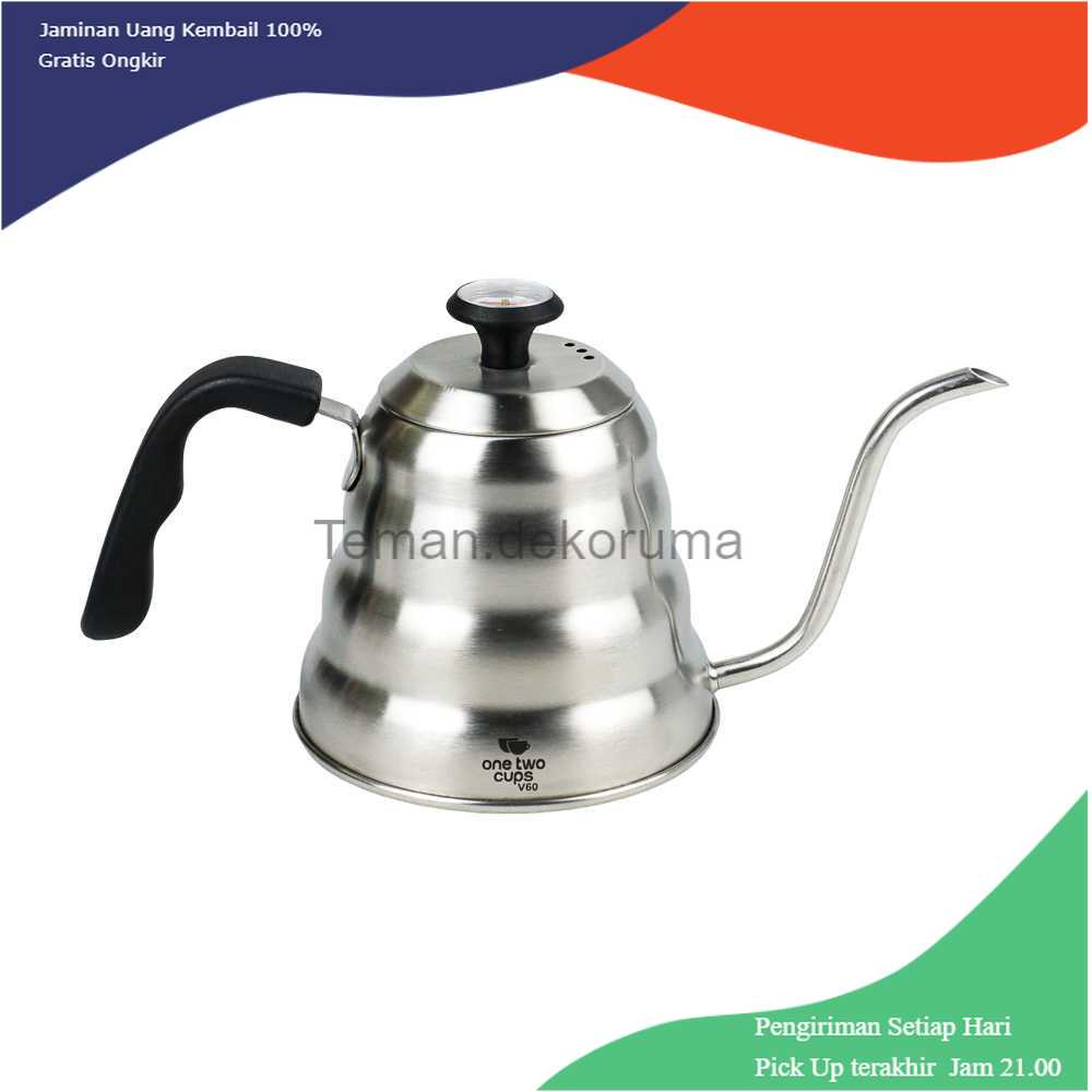 TD-DA1 One Two Cups Coffee Maker Pot V60 Drip Teko 1200ML + Thermometer