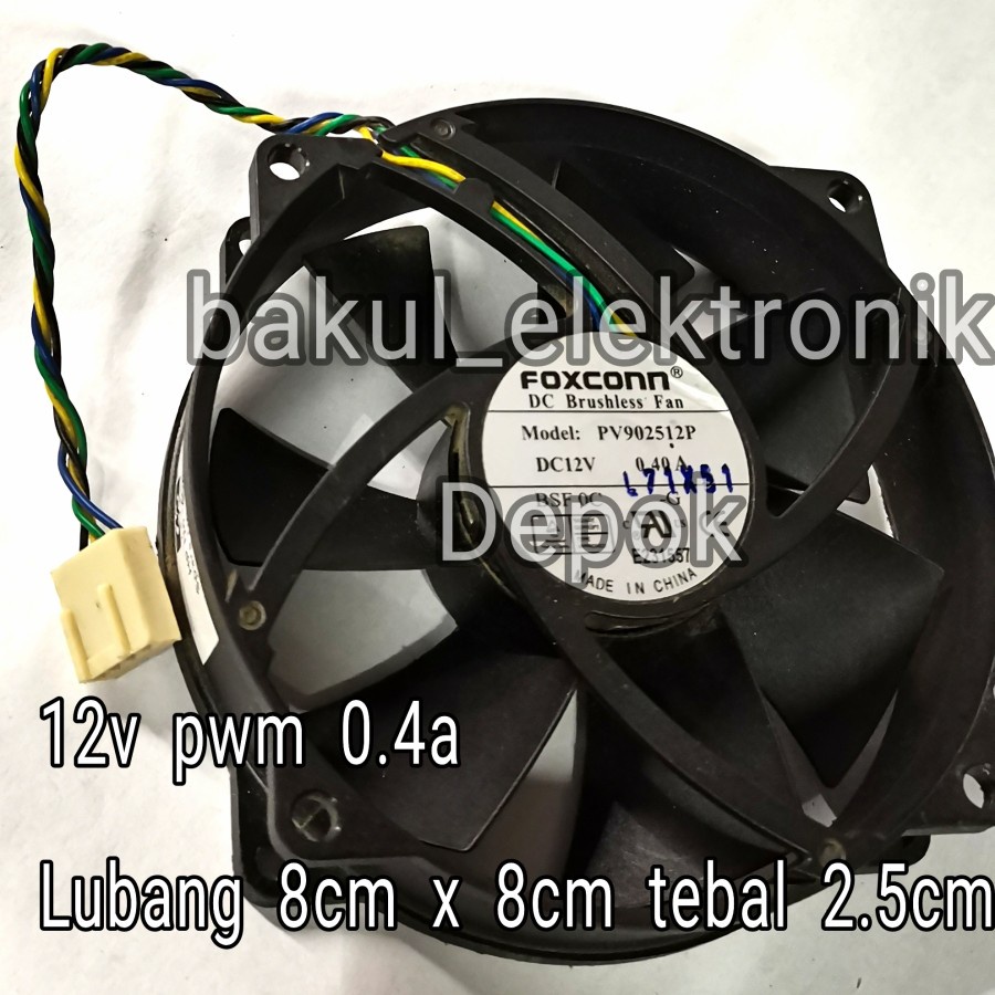 FAN PC LGA FOXCONN PV902512P 0.4A 4PIN LUBANG FAN 8CM