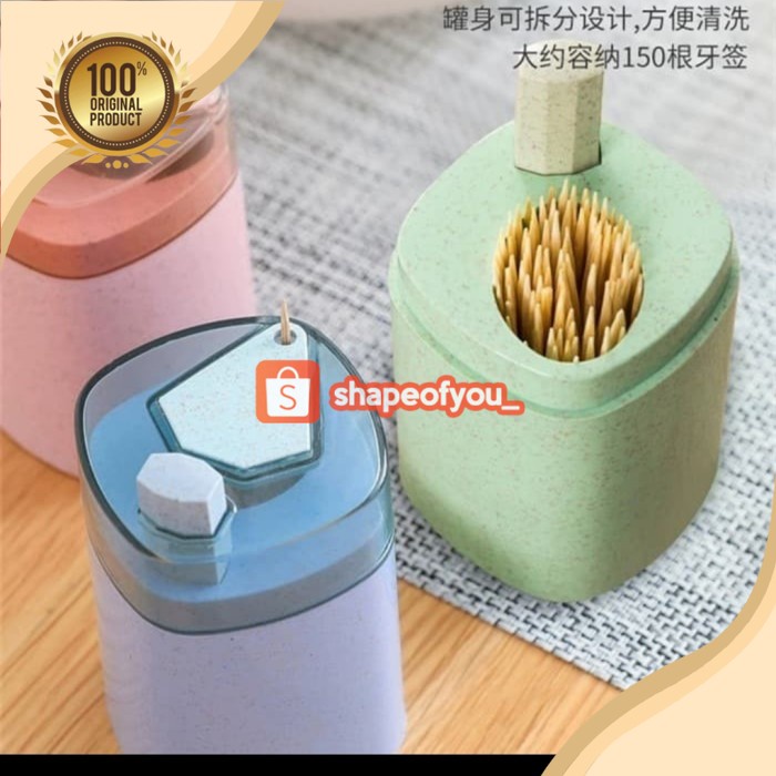 Tempat Wadah Tusuk Gigi Otomatis Unik Lucu / Tusukgigi Automatic Toothpick Holder Untuk Meja Makan Dapur Serbaguna Modern Minimalis Tooth Pick Dispenser Mini Murah Pink Abu Hijau