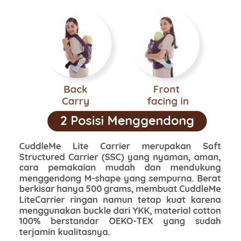 Cuddle Me Lite Carrier Gendongan Bayi Ergonomis SSC Original Motif Cuddleme Litecarrier