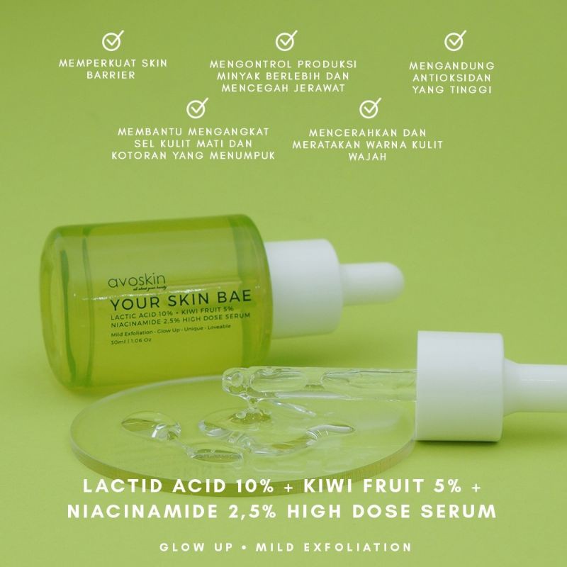 AVOSKIN YOUR SKIN BAE LACTIC ACID 10% + KIWI FRUIT 5% NIACINAMIDE 2,5% HIGH DOSE SERUM