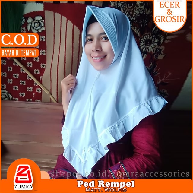 PROMO Hijab Jilbab Instan Kerudung Polos Bergo Ped Rempel Wolfis