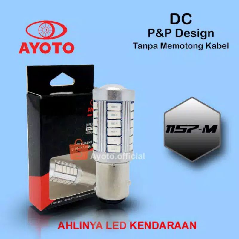 AYOTO LAMPU REM STOP LED STROBO 1157 ARUS DC WARNA MERAH 33 TITIK MOTOR MOBIL