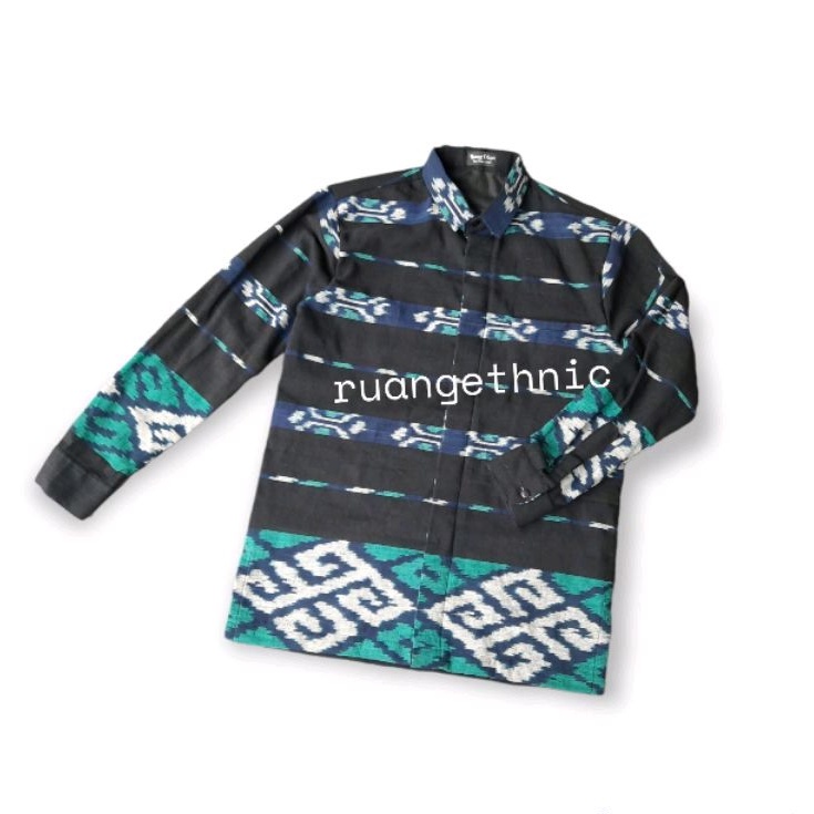 kemeja tenun etnik pria lengan panjang-baju tenun pria-kemeja kantor pria