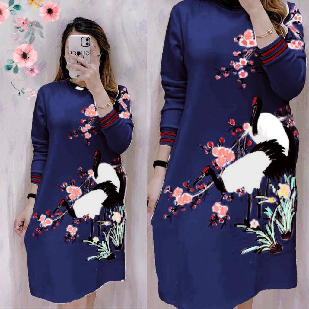 Baju Tunik Wanita Dewasa Kekinian Terbaru 2021 Tunik Flower Rib Bahan Scuba Import Motif Bunga