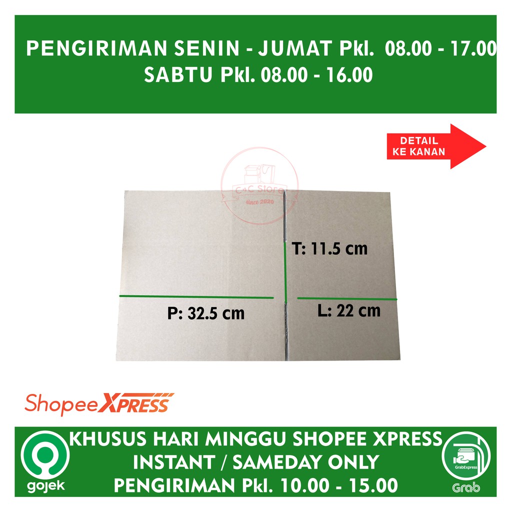 Kardus Karton Box Polos Corrugated 32,5x22x11,5-3
