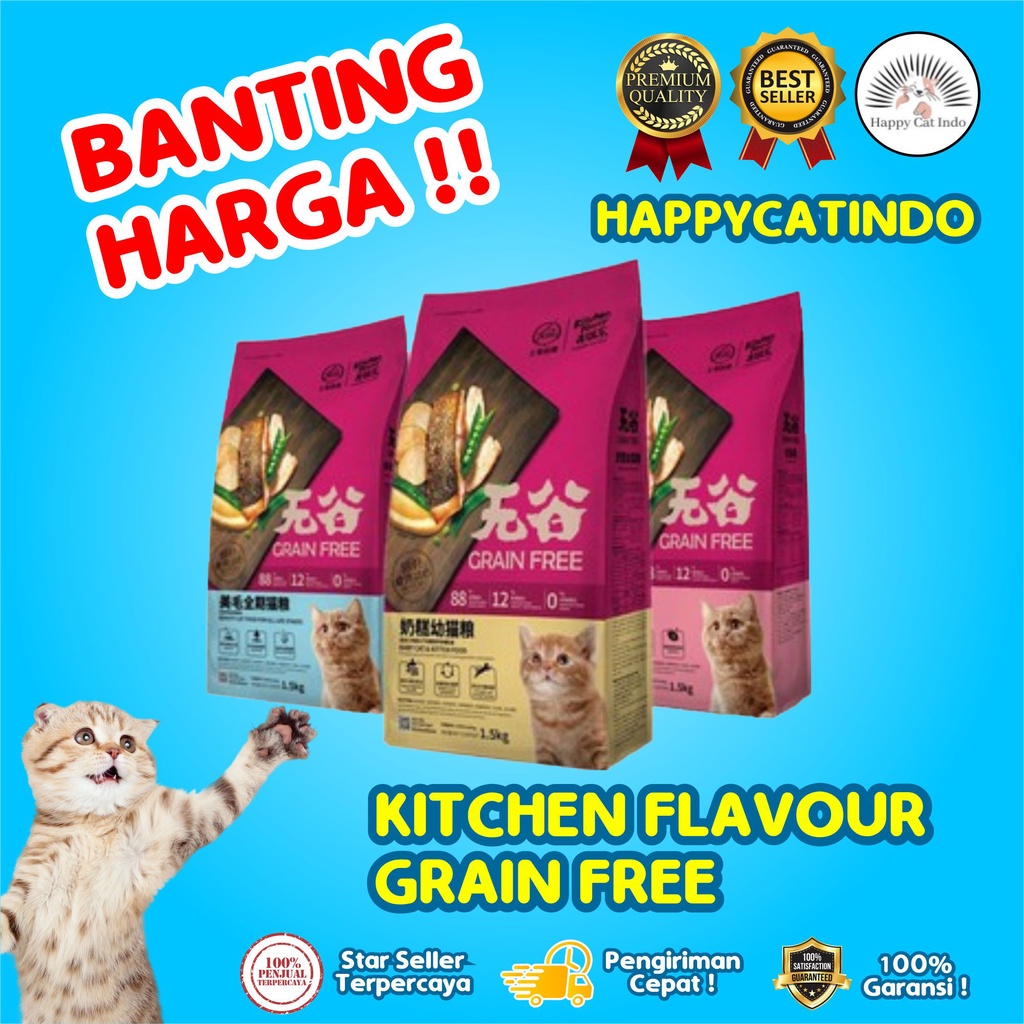 Makanan Kering Dry Cat Food KITCHEN FLAVOR GRAINFREE 1,5 KG Freshpack