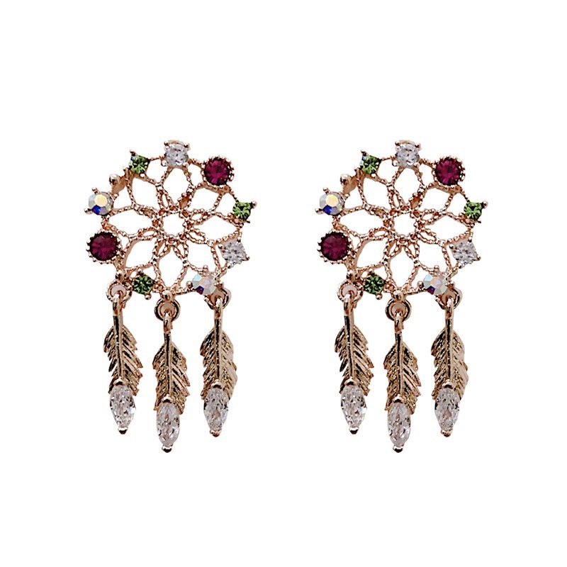 925 jarum perak lucu dan anggun anting-anting all-match stud anting-anting bunga manis kristal lonce