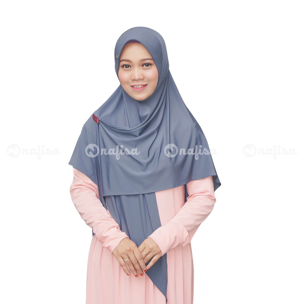 Jilbab Nafisa Davira/Hijab Segitiga/Kerudung instan murah/Jilbab Berkualitas-Abu tua