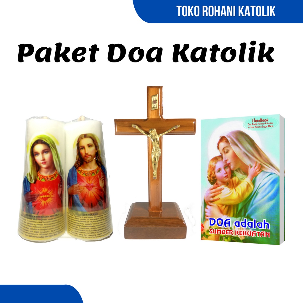 PAKET DOA KATOLIK: LILIN + BUKU + SALIB