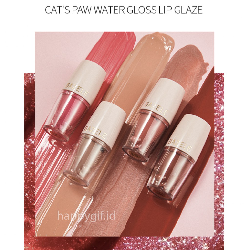 BAZELE Cat Paw Bright Lip GLaze Glitter Lipstik Watery Waterproof Tint Lipstick Pudaier XX020