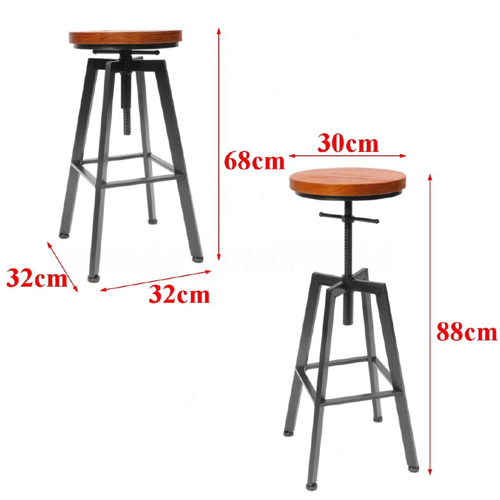 Kursi Bar Industrial Vintage Dapat Disesuaikan Bahan Metal