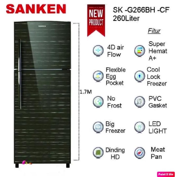 SANKEN KULKAS 2PINTU 260L SK-G266BH-CF