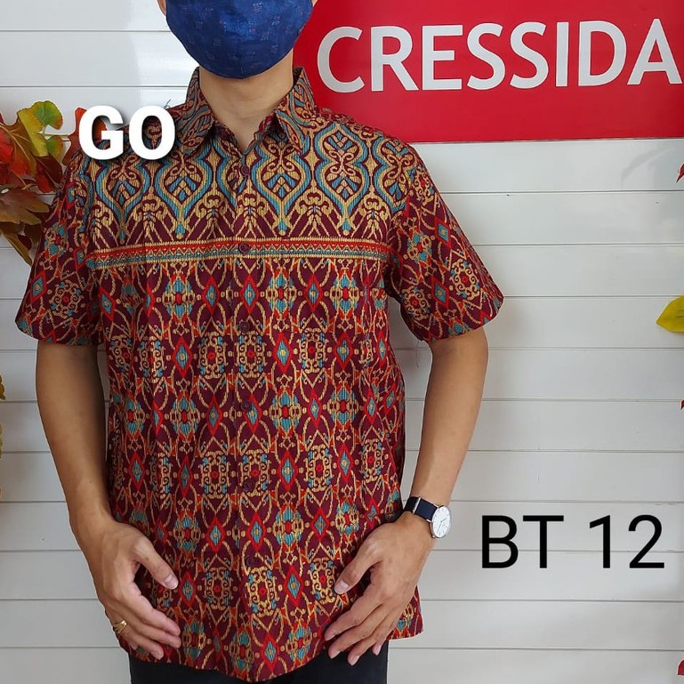 gos CRESSIDA KEMEJA BATIK Pakaian Pria Atasan Kemeja Hem Casual Reguler Original Lengan Pendek Bagus