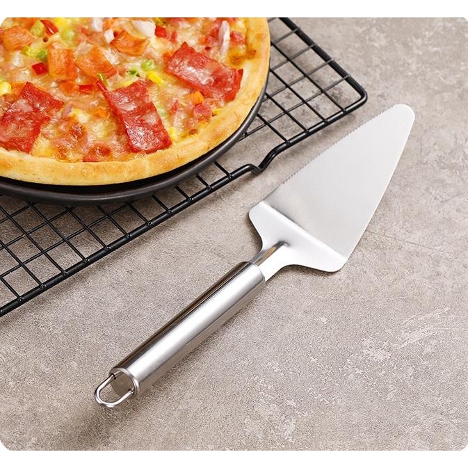 ALAT POTONG PIZZA SLICER SET 2 PCS SPATULA LA107S3 PISAU PEMOTONG ADONAN KUE STAINLESS MODEL RODA CUTTER PIZA ROLLER