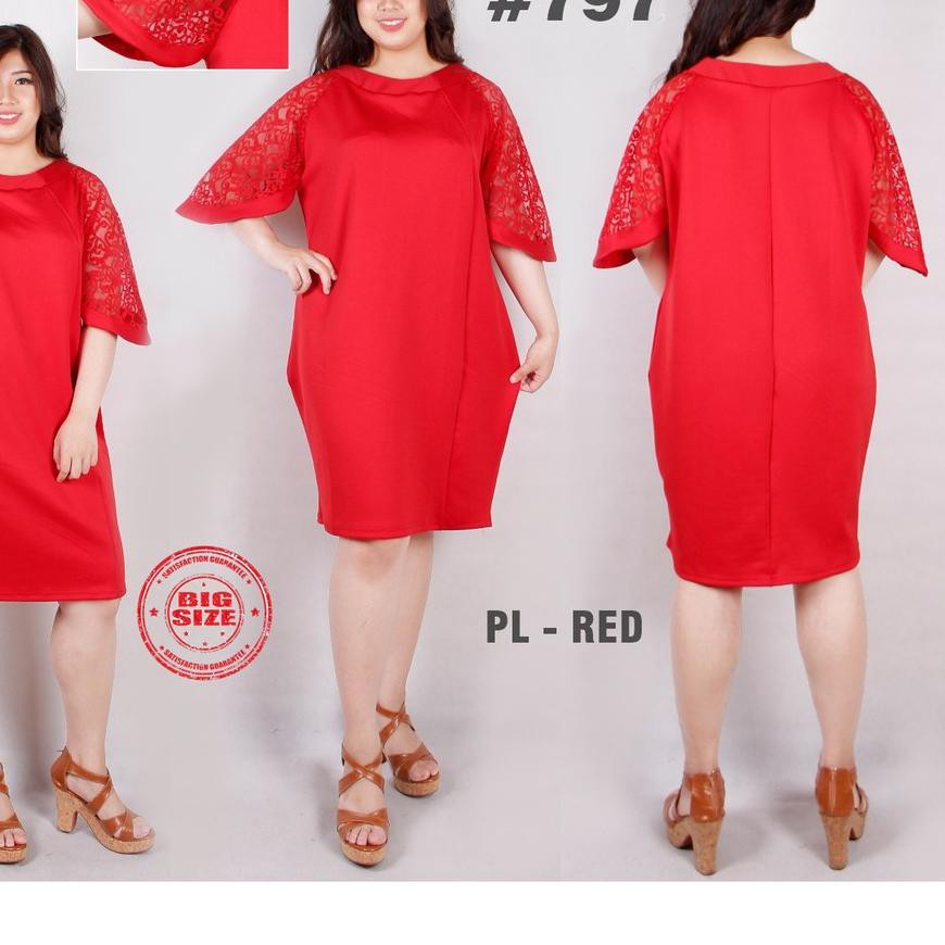 [ Murah ] CO6 Hanbai -  Vaska Dress kombi brokat JUMBO 797 ✅