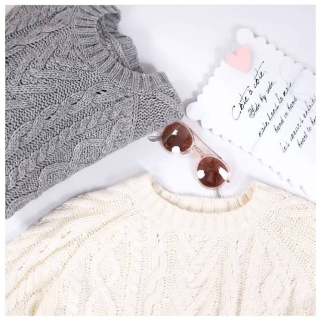 Sweater cable knit grey