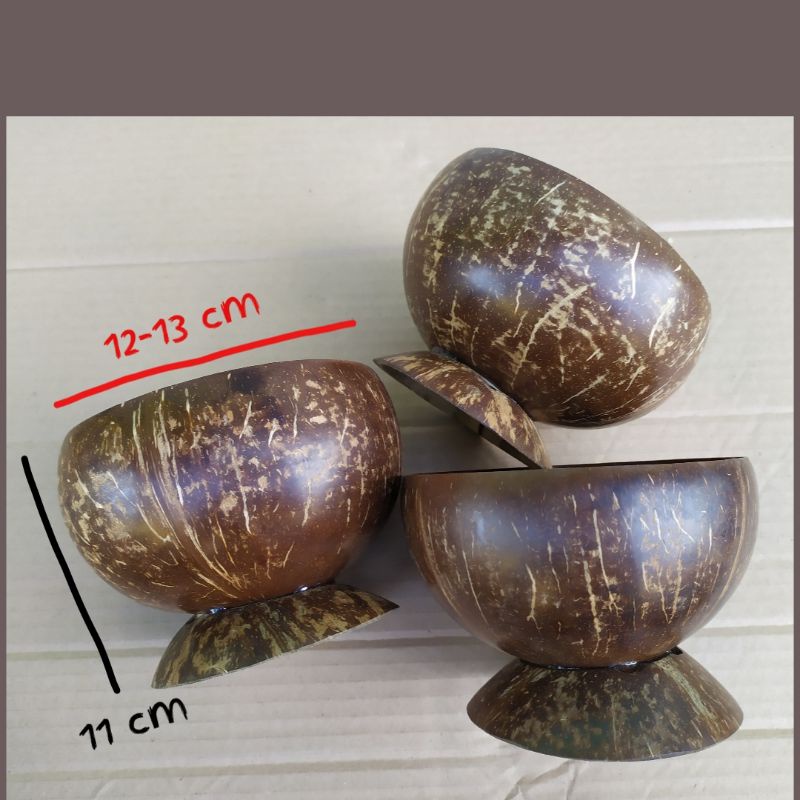 Mangkok Batok Kelapa Unik - Mangkuk Kayu Tempurung Kelapa - Wooden Coconut Shell Bowl