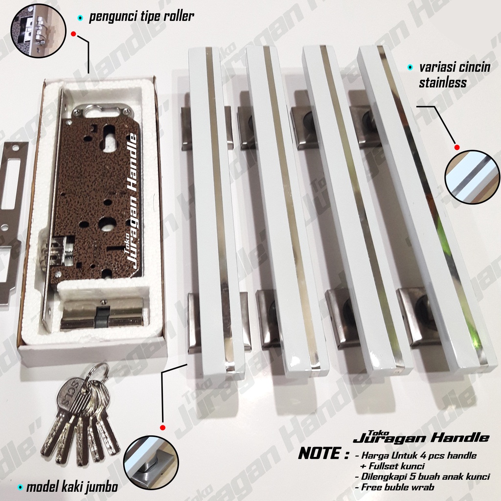 satu set handle pintu rumah 33 cm 45 cm gagang pintu minimalis tarikan pegangan pintu dan body pelor kunci pintu rumah